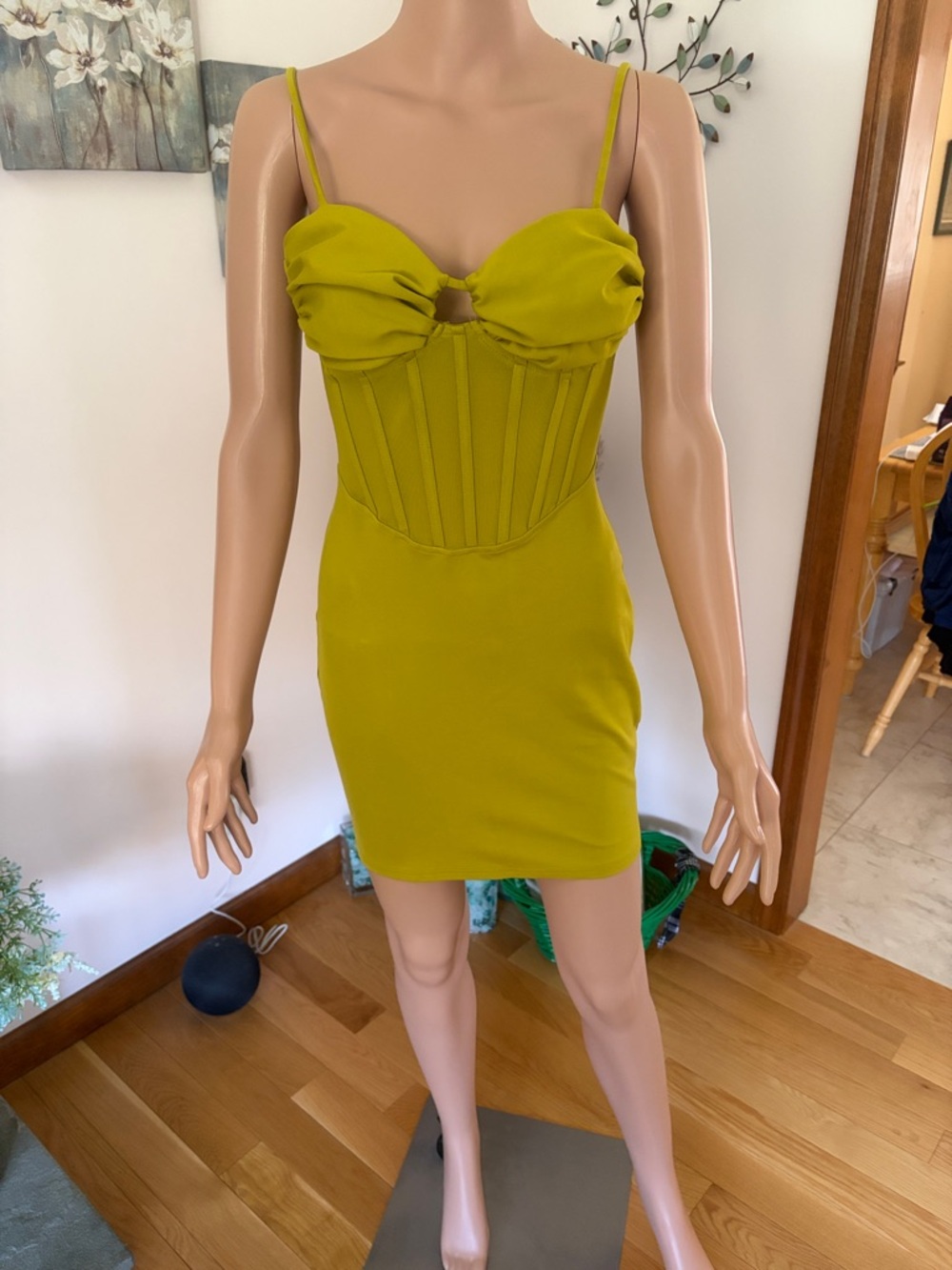 Fashion Nova Chartreuse Corset Mini Dress